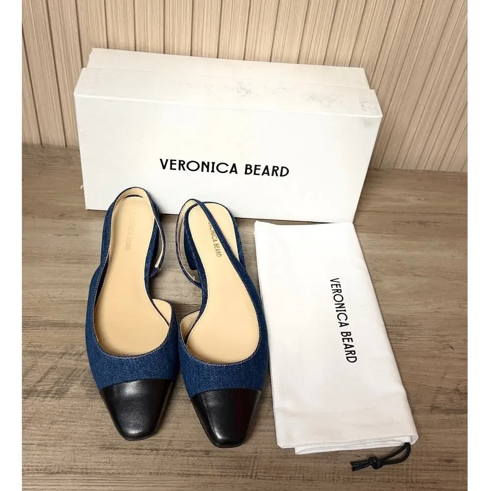 Veronica Beard Cecile Slingback Leather Pumps Size 7.5M